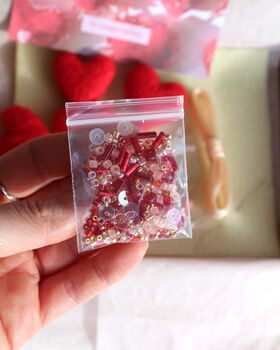 The Mini Beaded Felt Heart Kit, 8 of 12