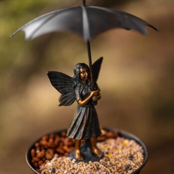 Hanging Bird Feeder Fairy With Umbrella Bird Bath Decor, 8 of 11