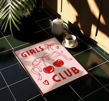 Girls Club Wall Art Print Pink Bows Cherries, 6 of 10