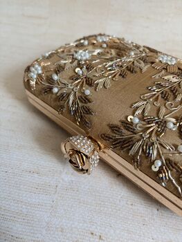 Gold Embroidered Rectangular Clutch Bag, 10 of 11