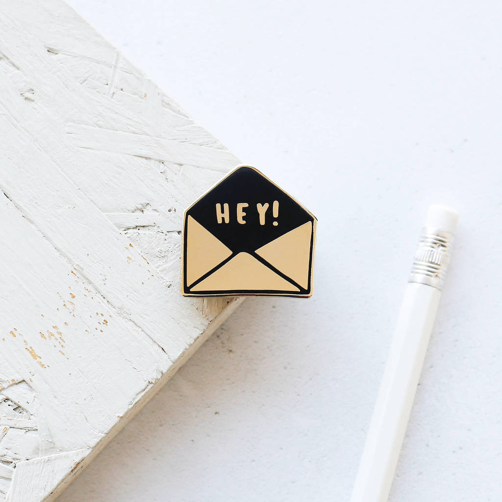 hey envelope enamel pin by old english company