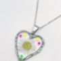 Heart Necklace With Daisy Flowers And Colourful Crystals, thumbnail 11 of 12