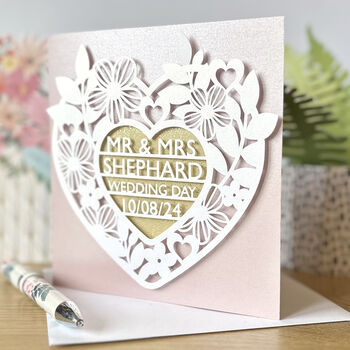 Personalised Wedding Day Celebration Cut Out Card, 2 of 5