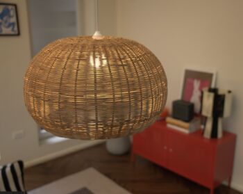 Handwoven Rattan And Steel Pendant Light, 5 of 5