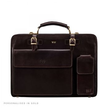 Mens Classic Italian Leather Briefcase. 'The Alanzo', 10 of 12