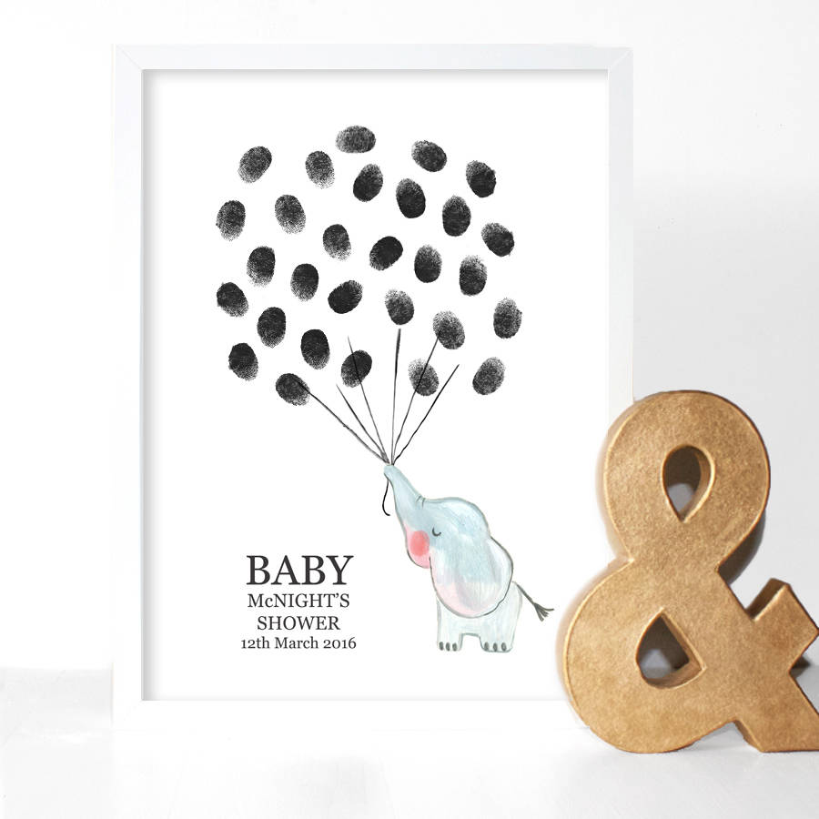 baby shower fingerprint elephant