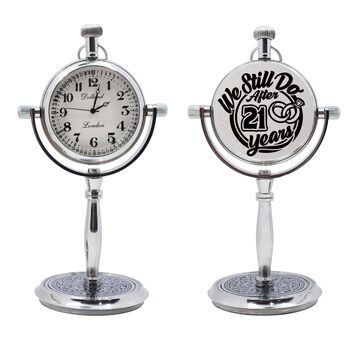Personalised 21st Anniversary Silver Colour Desk Clock, 3 of 12