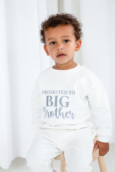 Aw Promoted To Big Brother Embroidered Sweatshirt Jumper, 3 of 5