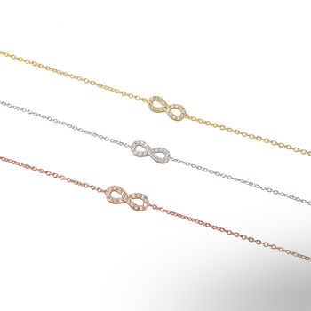 Small Infinity Bracelet Rose Or Gold Plated 925 Silver, 7 of 10