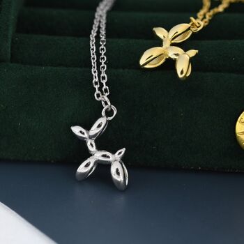 Tiny Balloon Dog Pendant Necklace In Sterling Silver, 5 of 11