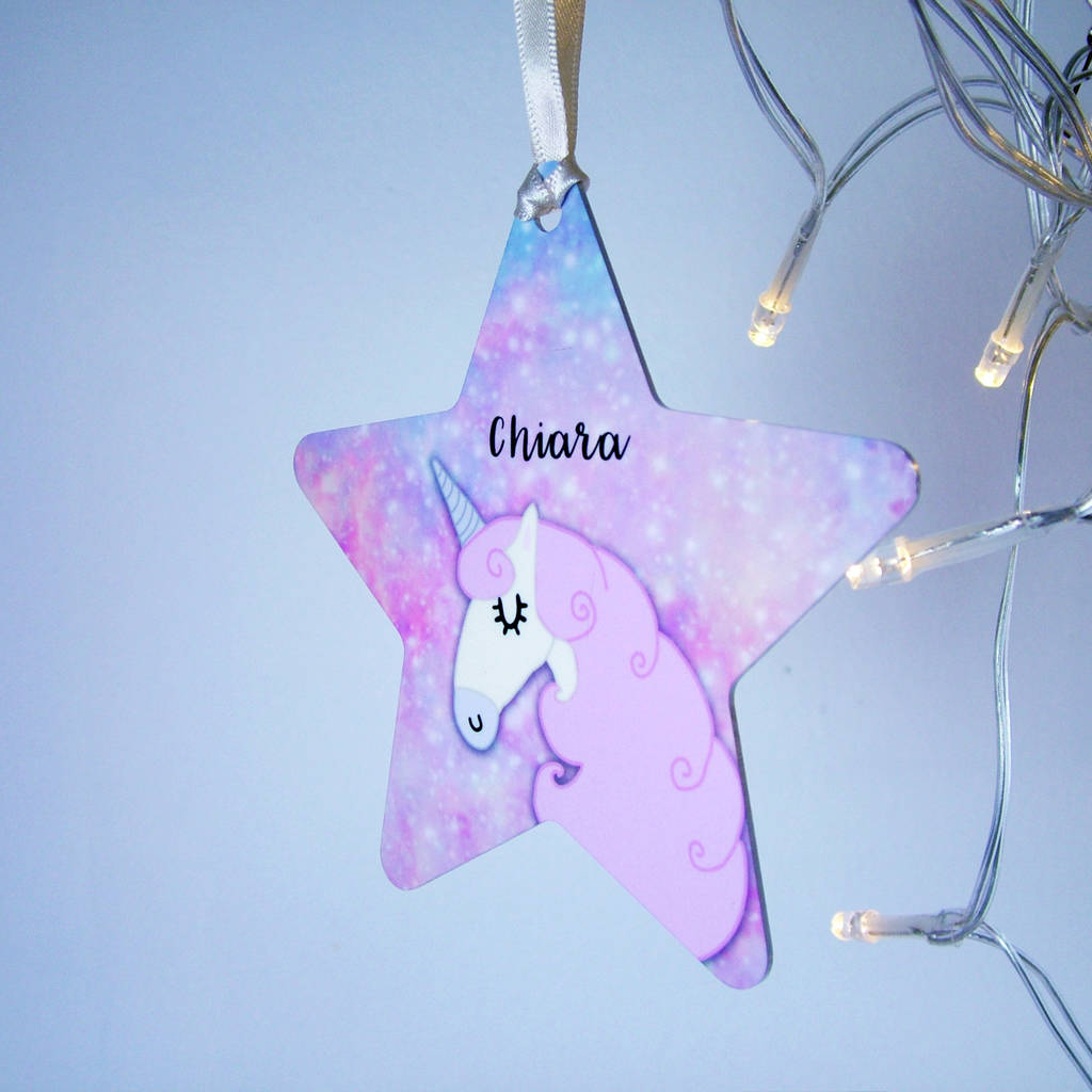 personalised unicorn christmas decoration by hoobynoo
