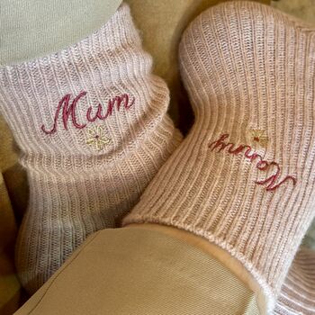 Personalised Cashmere Socks With Flower, 3 of 8
