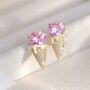 Monaco D’or Gold Love Crystal Ice Cream Gift Stud Earrings, thumbnail 1 of 4