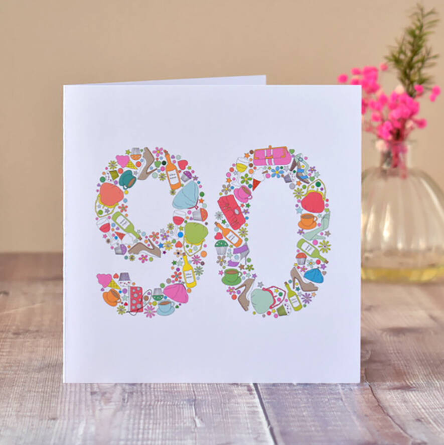 Girlie Things 90th Birthday Card By mrs L cards
