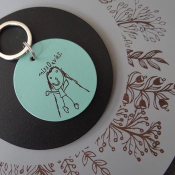 Child's Drawing Or Writing Personalised Leather Keyring, 2 of 7