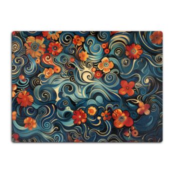 Floral Whirls Textured Glass Chopping Board, 8 of 8