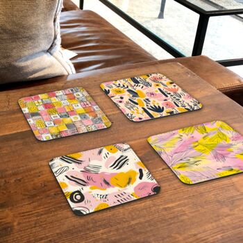 Whimsical Wildlifes Set Of Four Pu Leather Coasters, 6 of 8