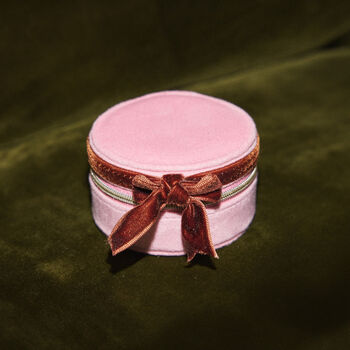 Velvet Bow Mini Round Jewellery Case, 3 of 10