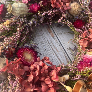 Autumnal Dried Flower Heather And Poppy Wreath, 3 of 7