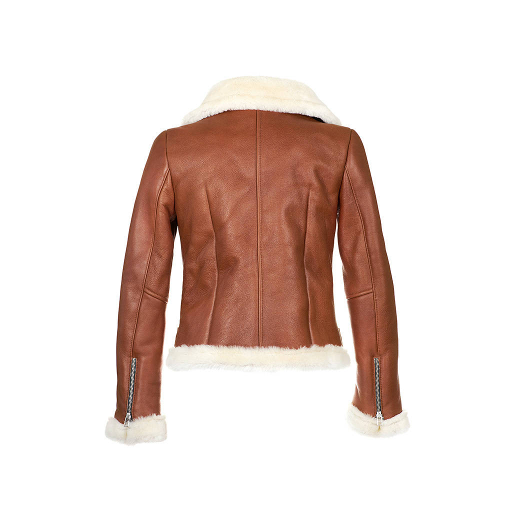 Chestnut Aviator Shearling Jacket By Sheepers