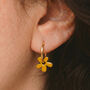 Wooden Flower Charm Hoop Earrings, thumbnail 1 of 3