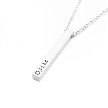 Personalised Men's Metallic White Solid Bar Necklace, 3 of 5