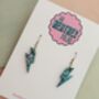 Small Blue And Silver Glitter Lightning Bolt Earrings / Midnight Storm Jewellery Galactic Sparkle /Bowie Inspired Jewellery, thumbnail 5 of 5