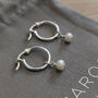 Sterling Silver Pearl Hoop Earrings, thumbnail 3 of 12