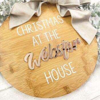 Personalised Family Christmas Wreath 'At The X House', 2 of 10