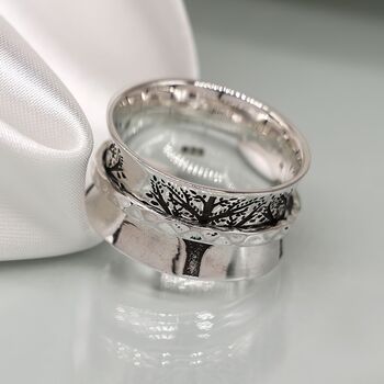 Personalised Sterling Silver Tree Of Life Spinning Ring, 2 of 9