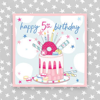 5th Birthday Card Cake Theme Boy/Girl, 2 of 2
