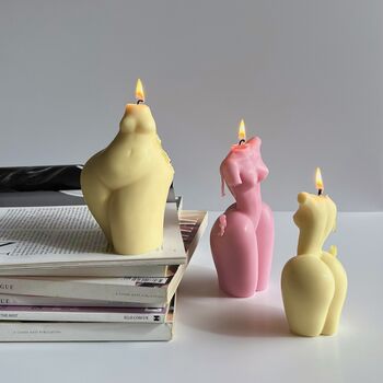 Scented Pastel Yellow Sculpture Curvy Body Candle, 2 of 2