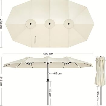 Large Double Sided Twin Garden Parasol With Crank, 7 of 8