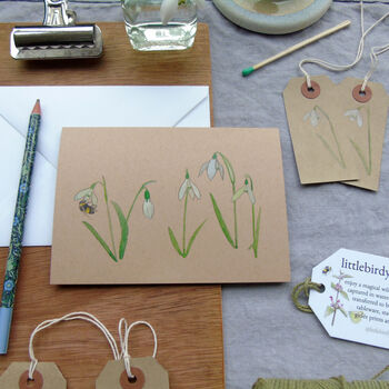 Snowdrops Hand Finished Greetings Card, 8 of 11