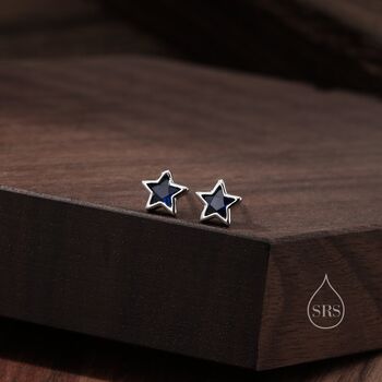 Cz Star Stud Earrings In Sterling Silver, 8 of 12