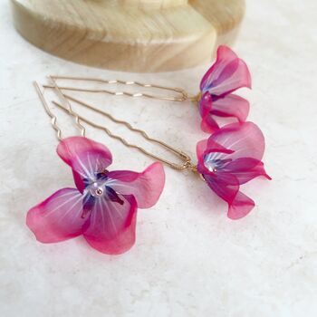 Pink And Purple Flower Hair Pins, 4 of 9