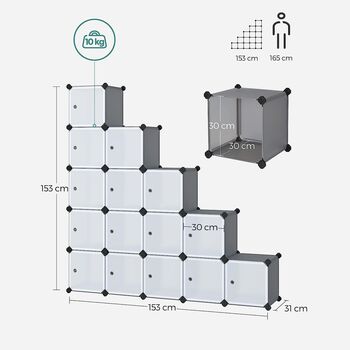 15 Cubes Storage Organiser Shelves Unit Plastic Closet, 9 of 11