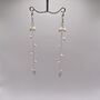 Dainty Long Topaz And Pearl Silver Earrings, thumbnail 2 of 4