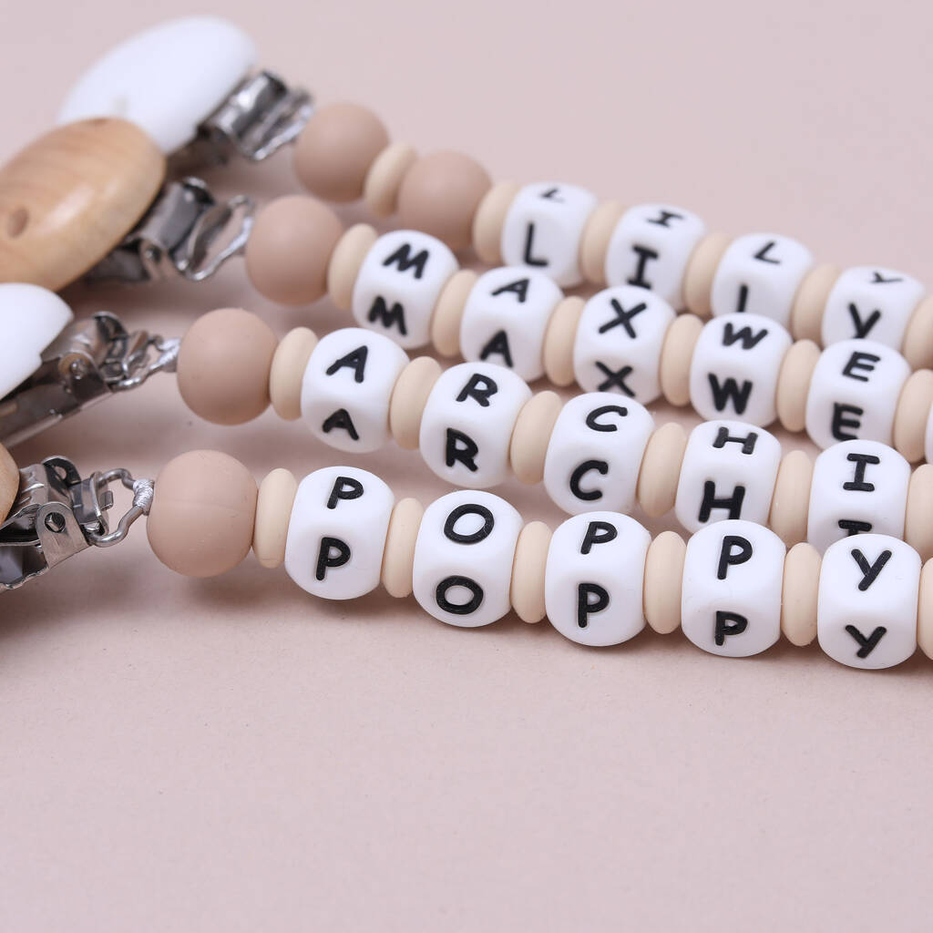 Personalised Neutral Blend Dummy Clip By Pops and Dudes
