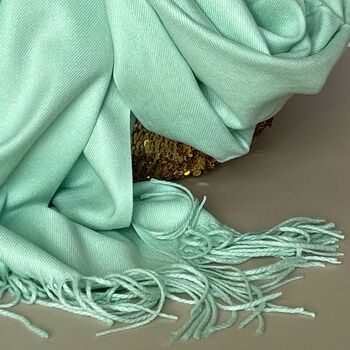 Super Soft Plain Pashmina Style Scarf In Mint, 3 of 4