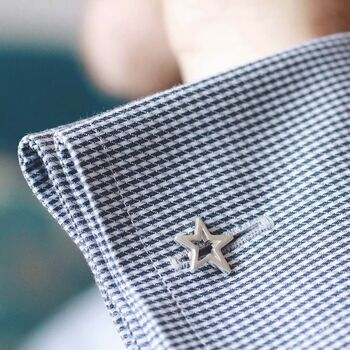 Sterling Silver Star Silver Cufflinks. Graduation Gift For Him, 8 of 10