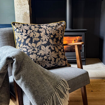 Luxury Velvet Cushion Autumn Graphite And Gold Optional Piping, 4 of 9
