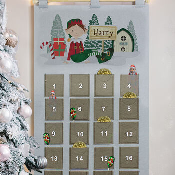 Personalised Elf Advent Calendar – Silver Grey, 4 of 5