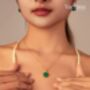 Jade Flower Sterling Silver 925 Necklace, thumbnail 8 of 10