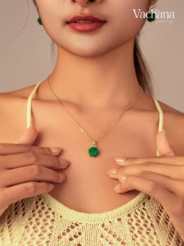 Jade Flower Sterling Silver 925 Necklace, 8 of 10