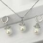 Shell Pearl And Crystal Zircon Necklace And Earrings Set, thumbnail 2 of 6