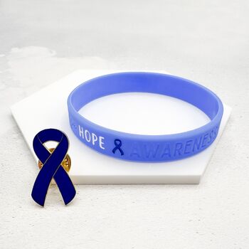 Blue Awareness Ribbon Bracelet Wristband, 7 of 9