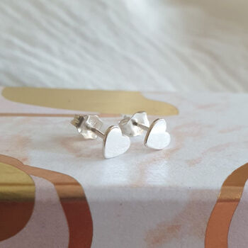 Sterling Silver 925 Solid Love Heart Ear Stud Earrings, 3 of 8