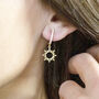 Cubic Zirconia Sun Charm Huggie Earrings, thumbnail 1 of 5