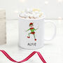 Personalised Playful Elf Christmas Polymer Mug, thumbnail 1 of 9